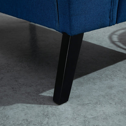 Divano letto matrimoniale imbottito in tessuto di lino HOMCOM, divano a due posti imbottito, senza braccioli, mobile per soggiorno con gambe in legno - 28,75*43,25*36,5