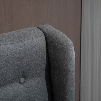 Divano letto matrimoniale imbottito in tessuto di lino HOMCOM, divano a due posti imbottito, senza braccioli, mobile per soggiorno con gambe in legno - 28,75*43,25*36,5