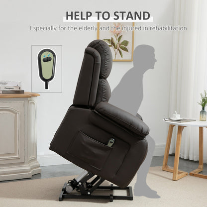 Poltrona reclinabile elettrica HOMCOM per soggiorno, poltrona reclinabile elettrica in similpelle per anziani con telecomando