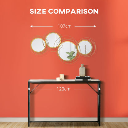 HOMCOM Decorazione da parete in metallo, specchio moderno, decorazione per la casa, sculture da parete sospese per soggiorno, camera da letto, sala da pranzo, oro