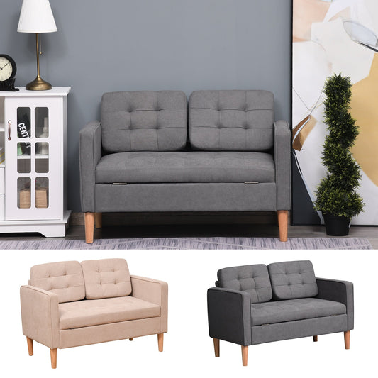 Divano moderno con contenitore in tessuto trapuntato a bottoni HOMCOM