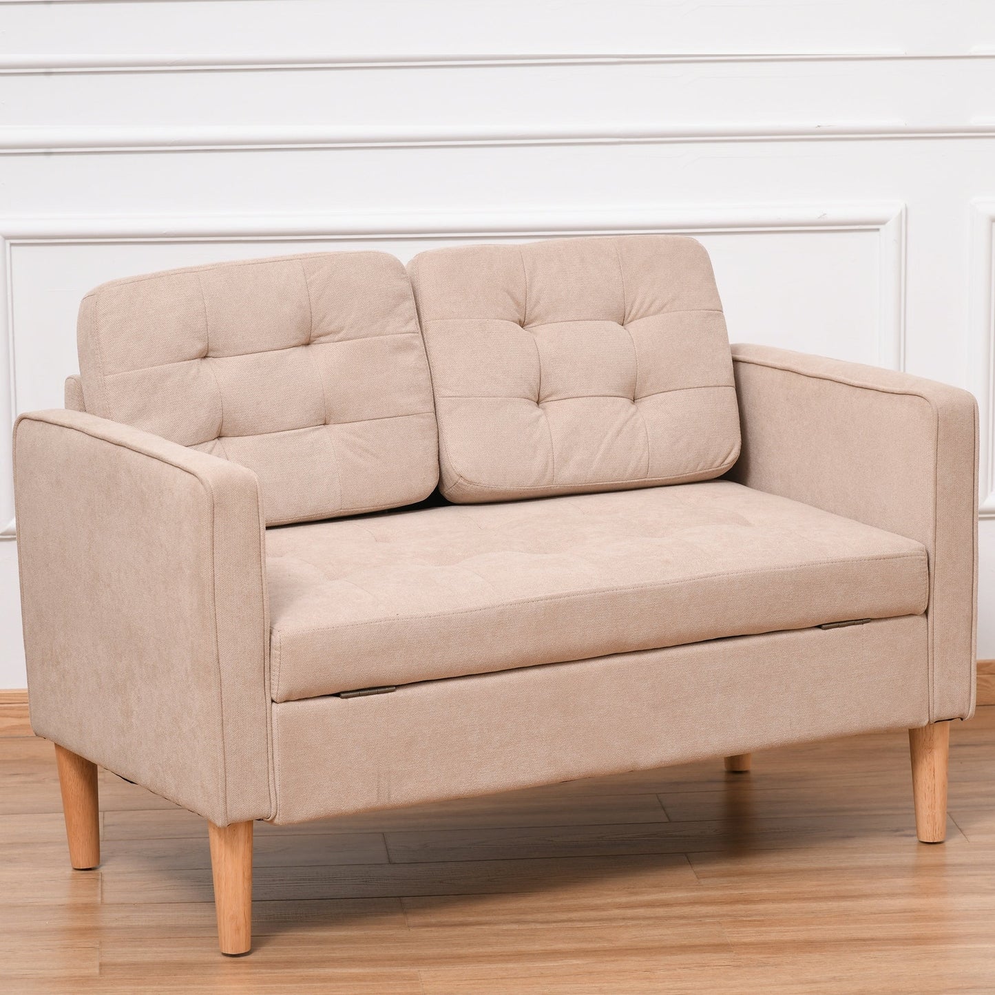 Divano moderno con contenitore in tessuto trapuntato a bottoni HOMCOM