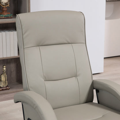 Poltrona reclinabile HOMCOM in PU con poggiapiedi, poltrona con schienale regolabile a 135°, base girevole in legno