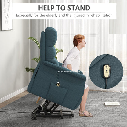 Poltrona reclinabile elettrica HOMCOM per anziani, facile da montare, poltrona elevabile in tessuto con telecomando