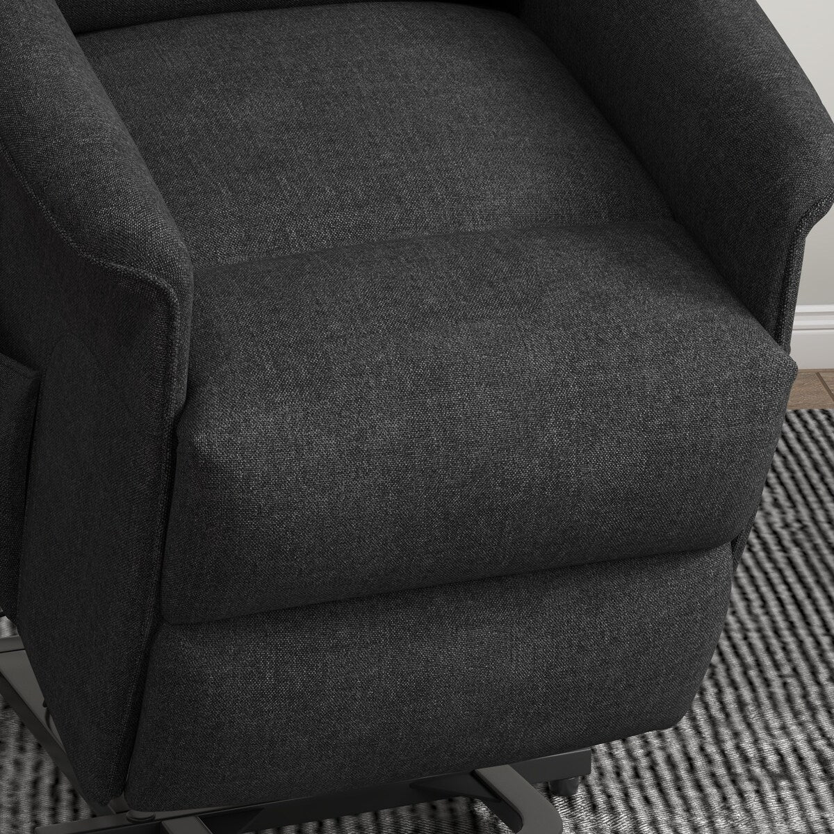 Poltrona reclinabile elettrica HOMCOM per anziani, facile da montare, poltrona reclinabile in tessuto con telecomando, tasche laterali per soggiorno