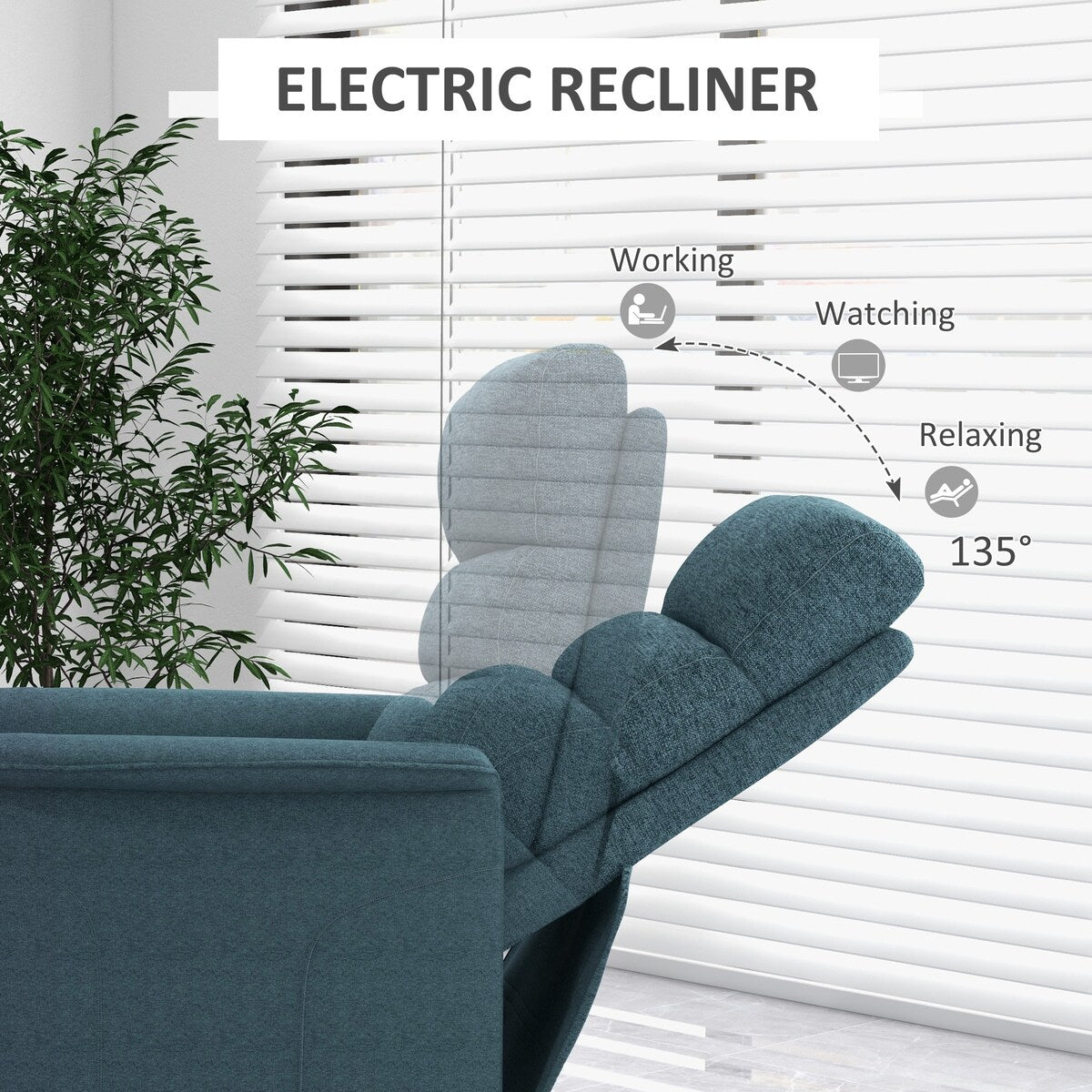 Poltrona reclinabile elettrica HOMCOM per anziani, facile da montare, poltrona elevabile in tessuto con telecomando