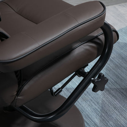 Poltrona reclinabile HOMCOM con poggiapiedi, girevole in similpelle con schienale alto e sgabello, schienale regolabile a 135°