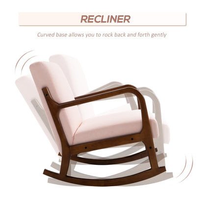 Sedia a dondolo HOMCOM con base in legno curvato, sedia a dondolo in tessuto con seduta imbottita, arredamento per la casa, camera da letto, soggiorno, relax