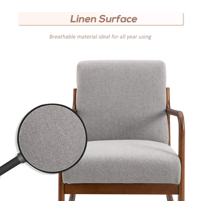 Sedia a dondolo HOMCOM con base in legno curvato, sedia a dondolo in tessuto con seduta imbottita, arredamento per la casa, camera da letto, soggiorno, relax