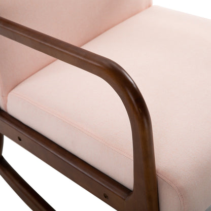 Sedia a dondolo HOMCOM con base in legno curvato, sedia a dondolo in tessuto con seduta imbottita, arredamento per la casa, camera da letto, soggiorno, relax