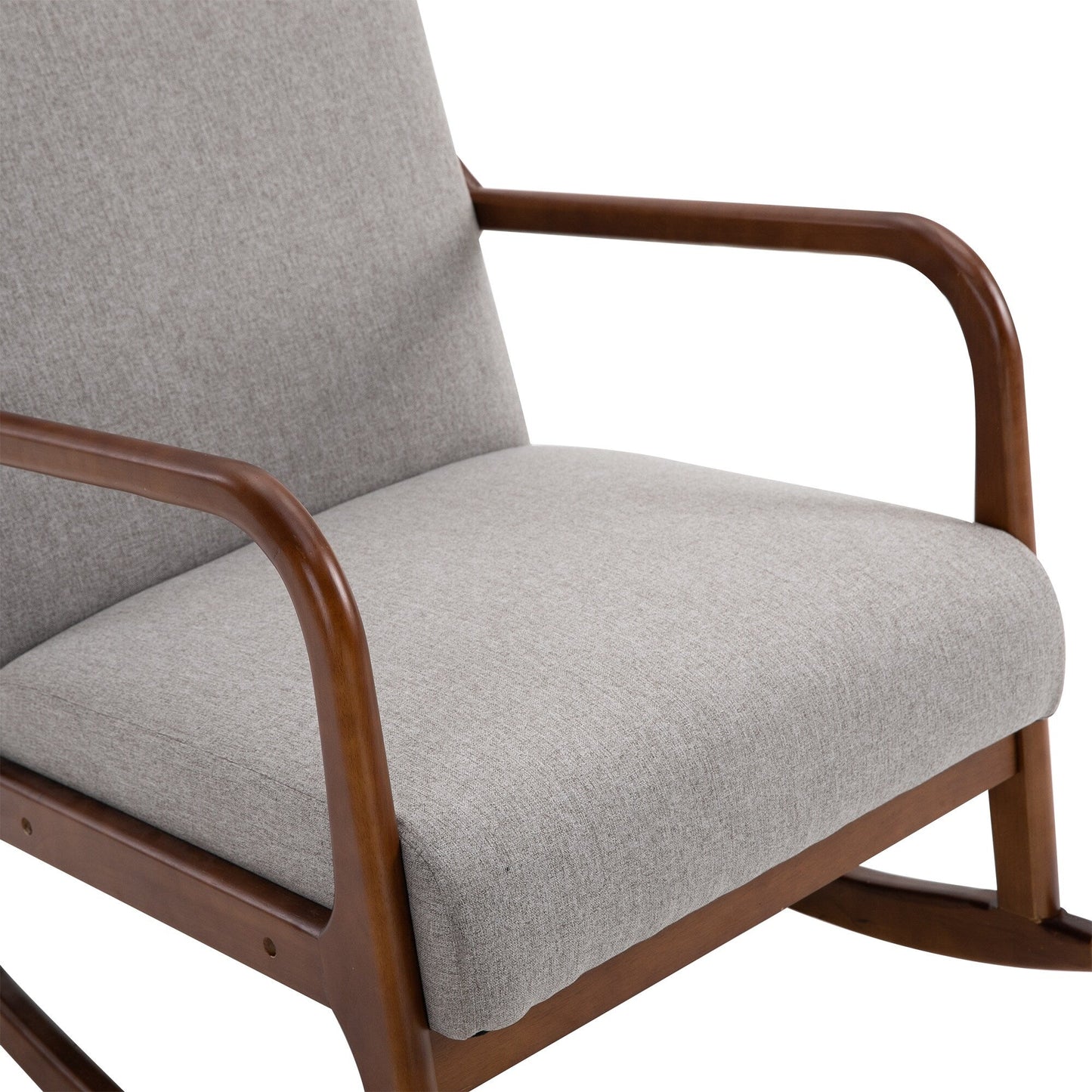 Sedia a dondolo HOMCOM con base in legno curvato, sedia a dondolo in tessuto con seduta imbottita, arredamento per la casa, camera da letto, soggiorno, relax