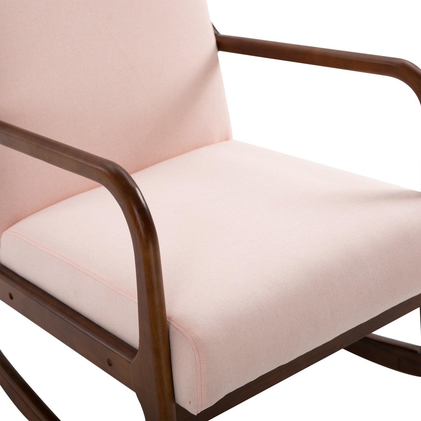 Sedia a dondolo HOMCOM con base in legno curvato, sedia a dondolo in tessuto con seduta imbottita, arredamento per la casa, camera da letto, soggiorno, relax