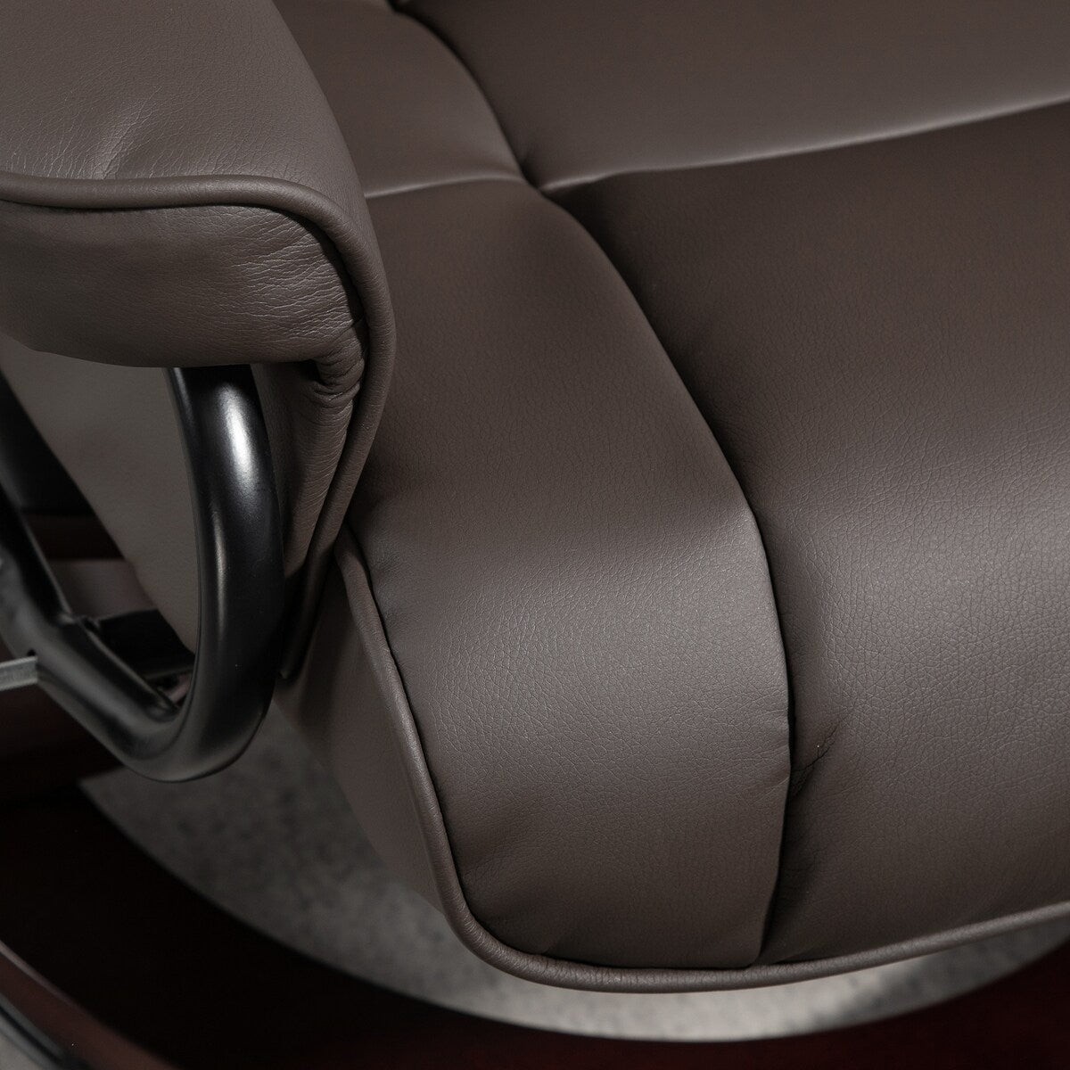 Poltrona reclinabile girevole e pouf HOMCOM, poltrona reclinabile in similpelle con schienale alto