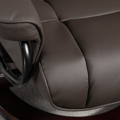 Poltrona reclinabile girevole e pouf HOMCOM, poltrona reclinabile in similpelle con schienale alto