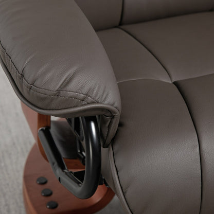 Poltrona reclinabile girevole HOMCOM, poltrona reclinabile in similpelle per soggiorno, divano reclinabile moderno con poggiapiedi