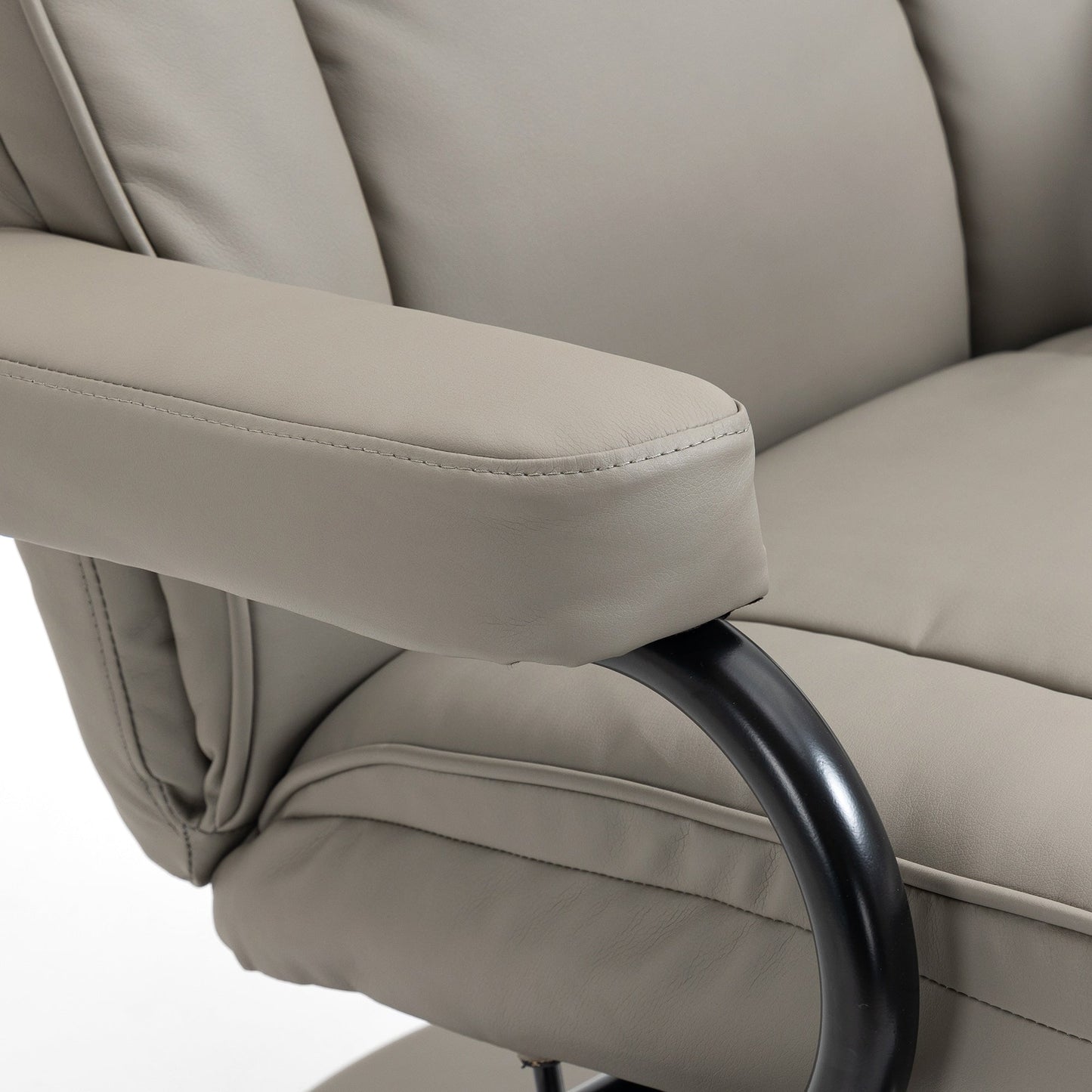 Poltrona reclinabile girevole HOMCOM, poltrona manuale in similpelle con poggiapiedi pouf per soggiorno, ufficio, camera da letto