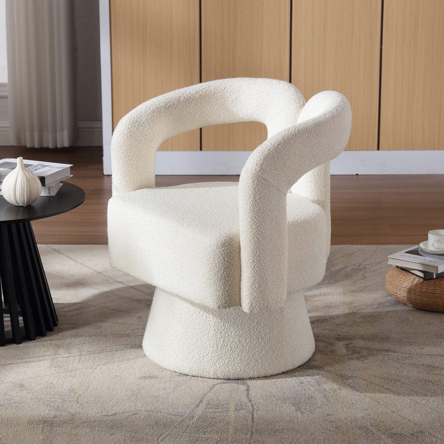 Poltrone girevoli a 360 gradi con rivestimento in boucle HOMEFUN