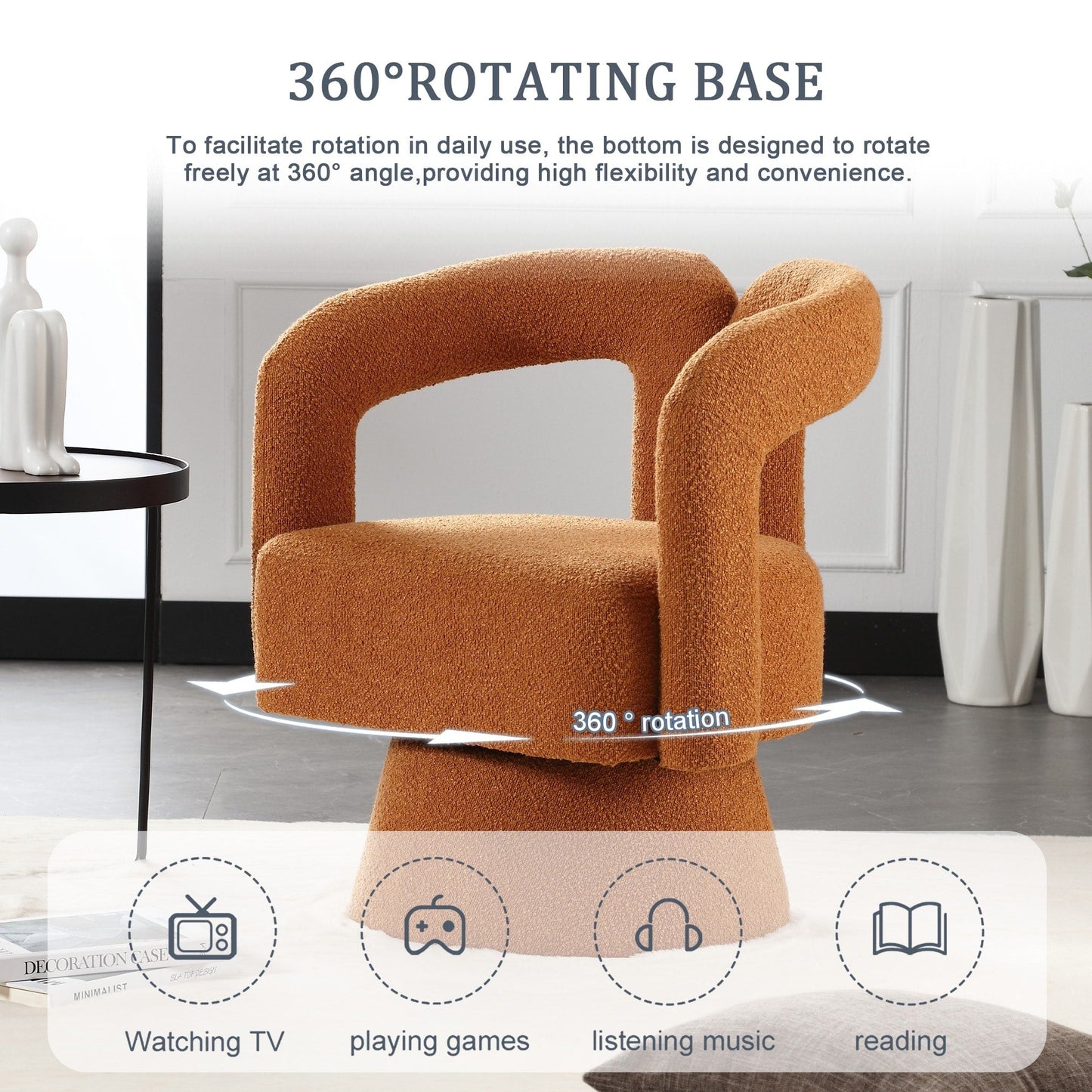 Poltrone girevoli a 360 gradi con rivestimento in boucle HOMEFUN