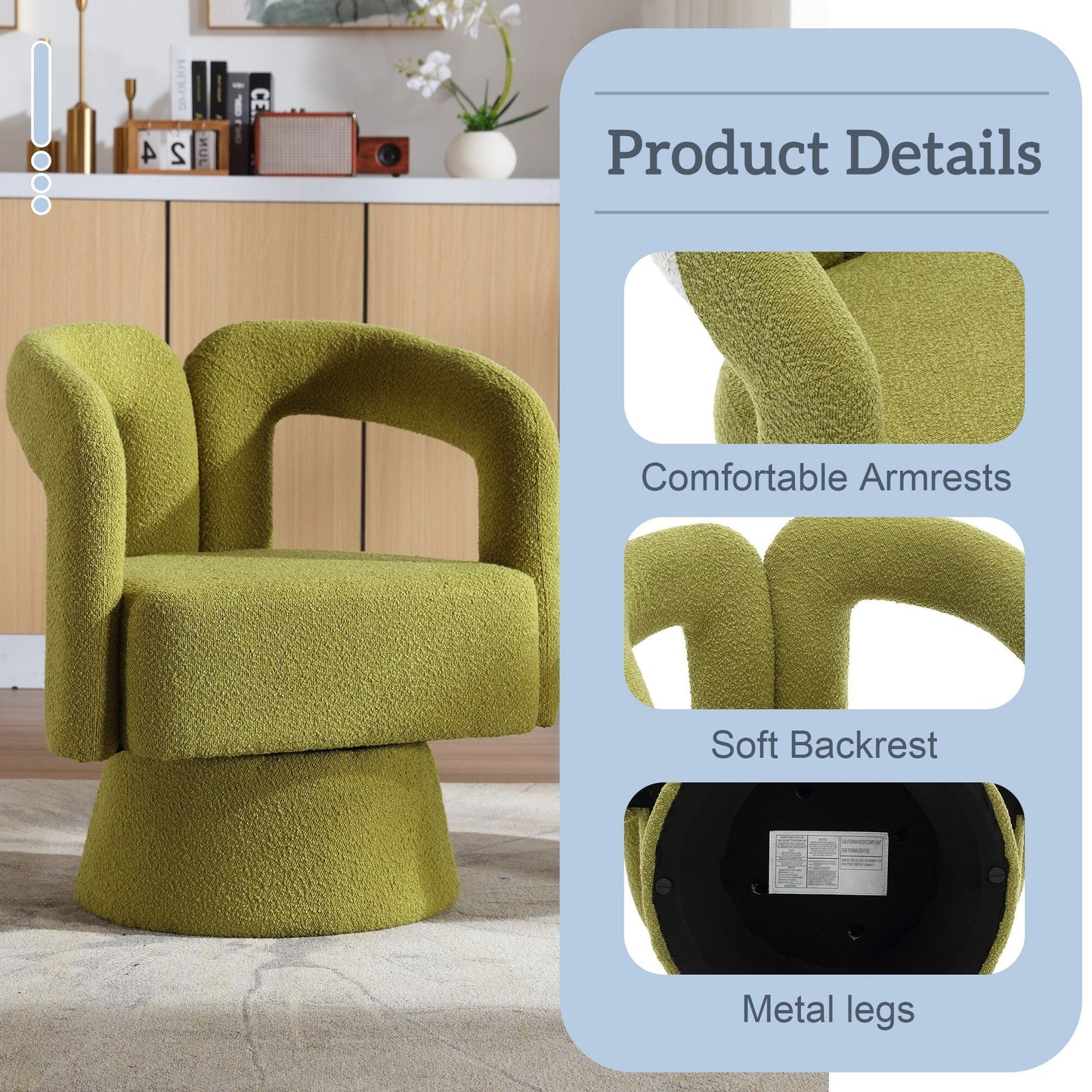 Poltrone girevoli a 360 gradi con rivestimento in boucle HOMEFUN