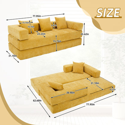 Divano letto trasformabile pieghevole in memory foam imbottito in ciniglia HOMEFUN con cuscini per soggiorno