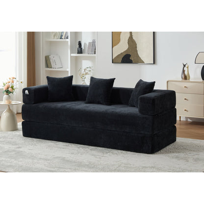 Divano letto trasformabile pieghevole in memory foam imbottito in ciniglia HOMEFUN con cuscini per soggiorno