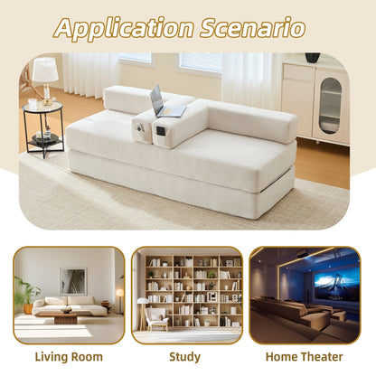 Divano letto trasformabile pieghevole in memory foam imbottito in ciniglia HOMEFUN con cuscini per soggiorno