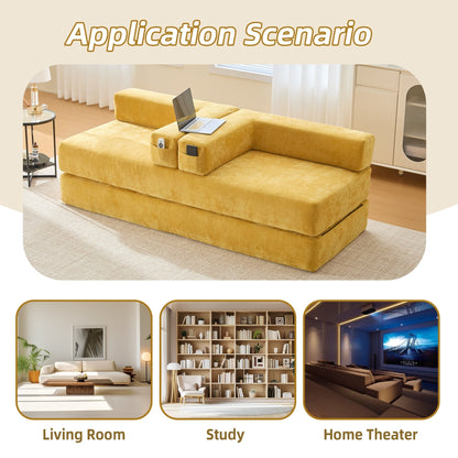 Divano letto trasformabile pieghevole in memory foam imbottito in ciniglia HOMEFUN con cuscini per soggiorno