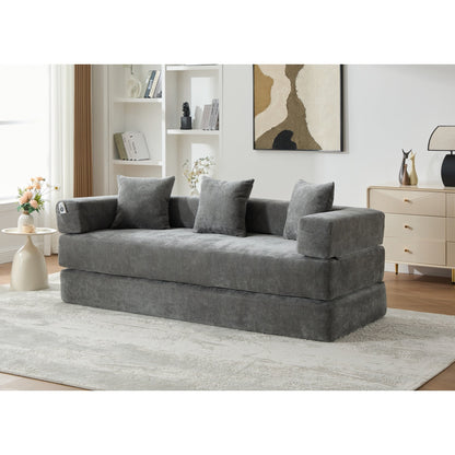 Divano letto trasformabile pieghevole in memory foam imbottito in ciniglia HOMEFUN con cuscini per soggiorno