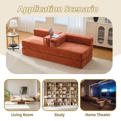 Divano letto trasformabile pieghevole in memory foam imbottito in ciniglia HOMEFUN con cuscini per soggiorno