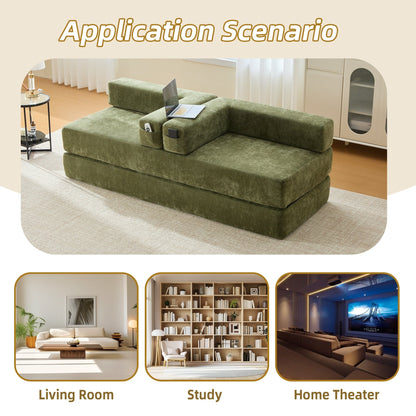 Divano letto trasformabile pieghevole in memory foam imbottito in ciniglia HOMEFUN con cuscini per soggiorno