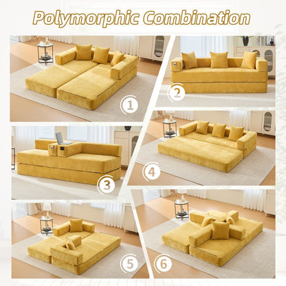 Divano letto trasformabile pieghevole in memory foam imbottito in ciniglia HOMEFUN con cuscini per soggiorno