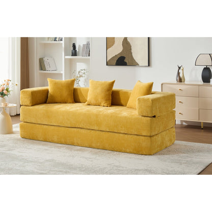 Divano letto trasformabile pieghevole in memory foam imbottito in ciniglia HOMEFUN con cuscini per soggiorno