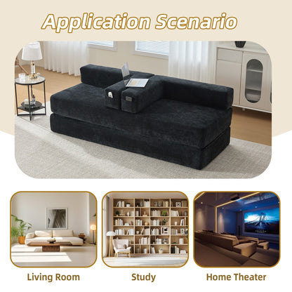 Divano letto trasformabile pieghevole in memory foam imbottito in ciniglia HOMEFUN con cuscini per soggiorno