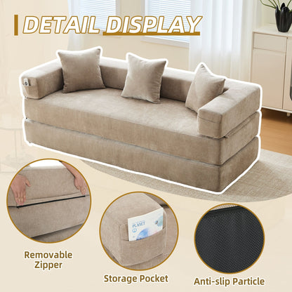 Divano letto trasformabile pieghevole in memory foam imbottito in ciniglia HOMEFUN con cuscini per soggiorno