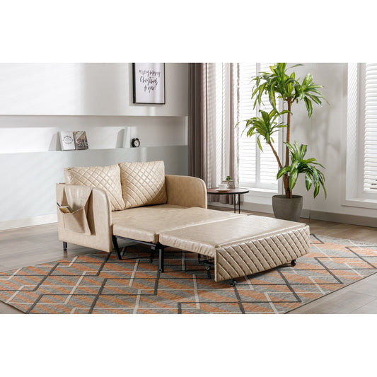 Divano letto trasformabile con contenitore HOMEFUN in lino/PU con testiera