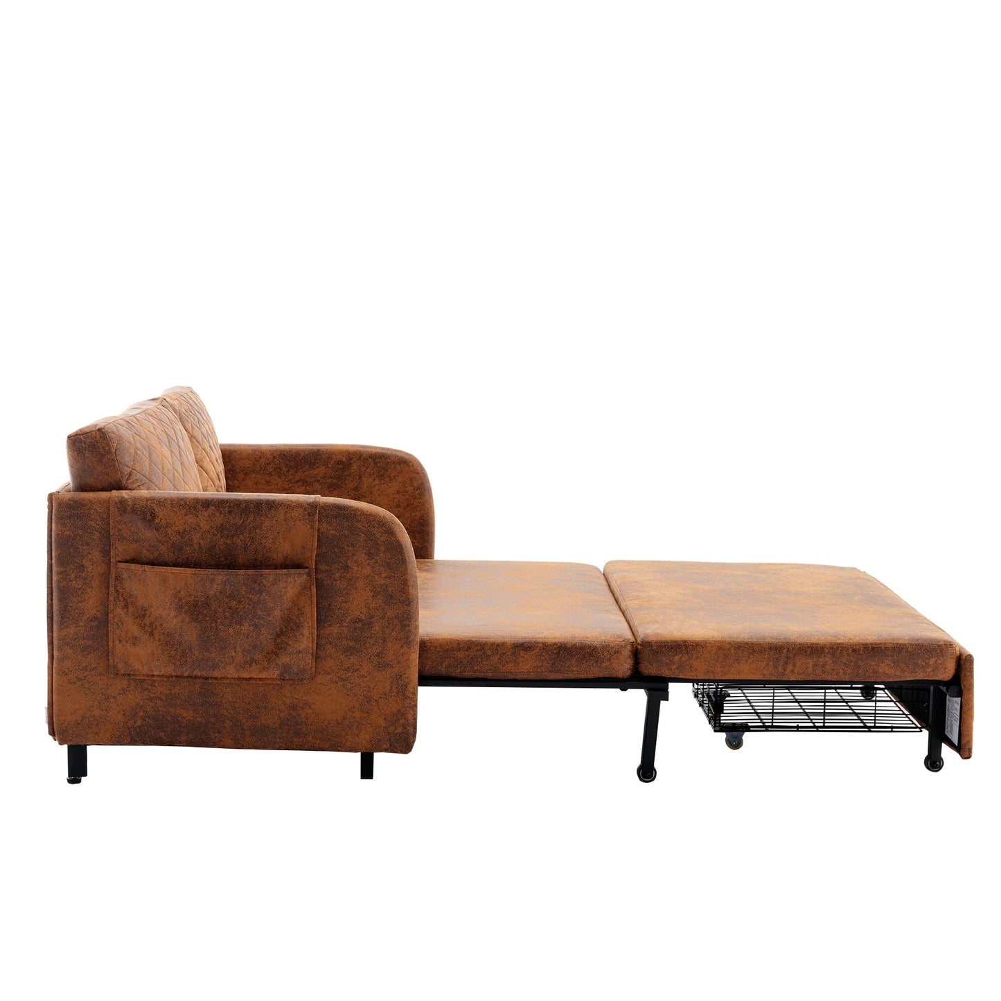 Divano letto trasformabile con contenitore HOMEFUN in lino/PU con testiera