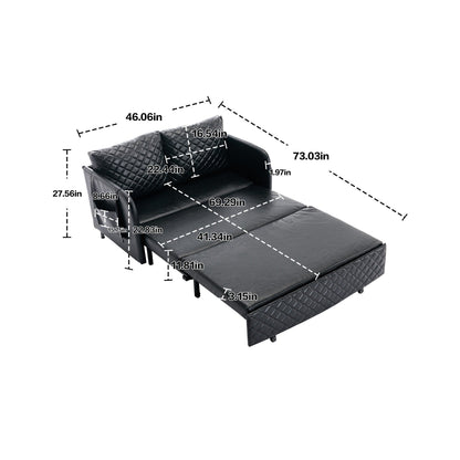 Divano letto trasformabile con contenitore HOMEFUN in lino/PU con testiera