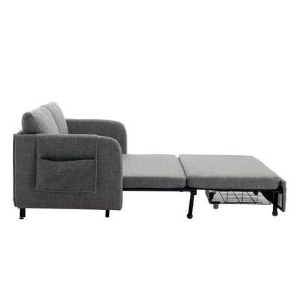 Divano letto trasformabile con contenitore HOMEFUN in lino/PU con testiera