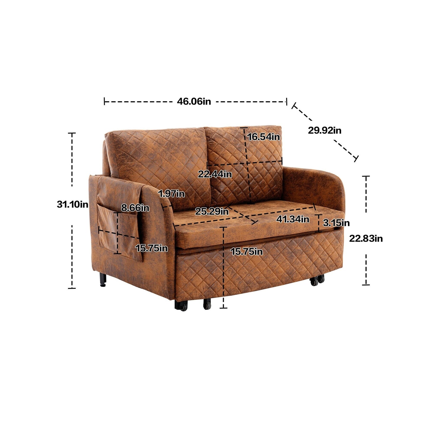 Divano letto trasformabile con contenitore HOMEFUN in lino/PU con testiera