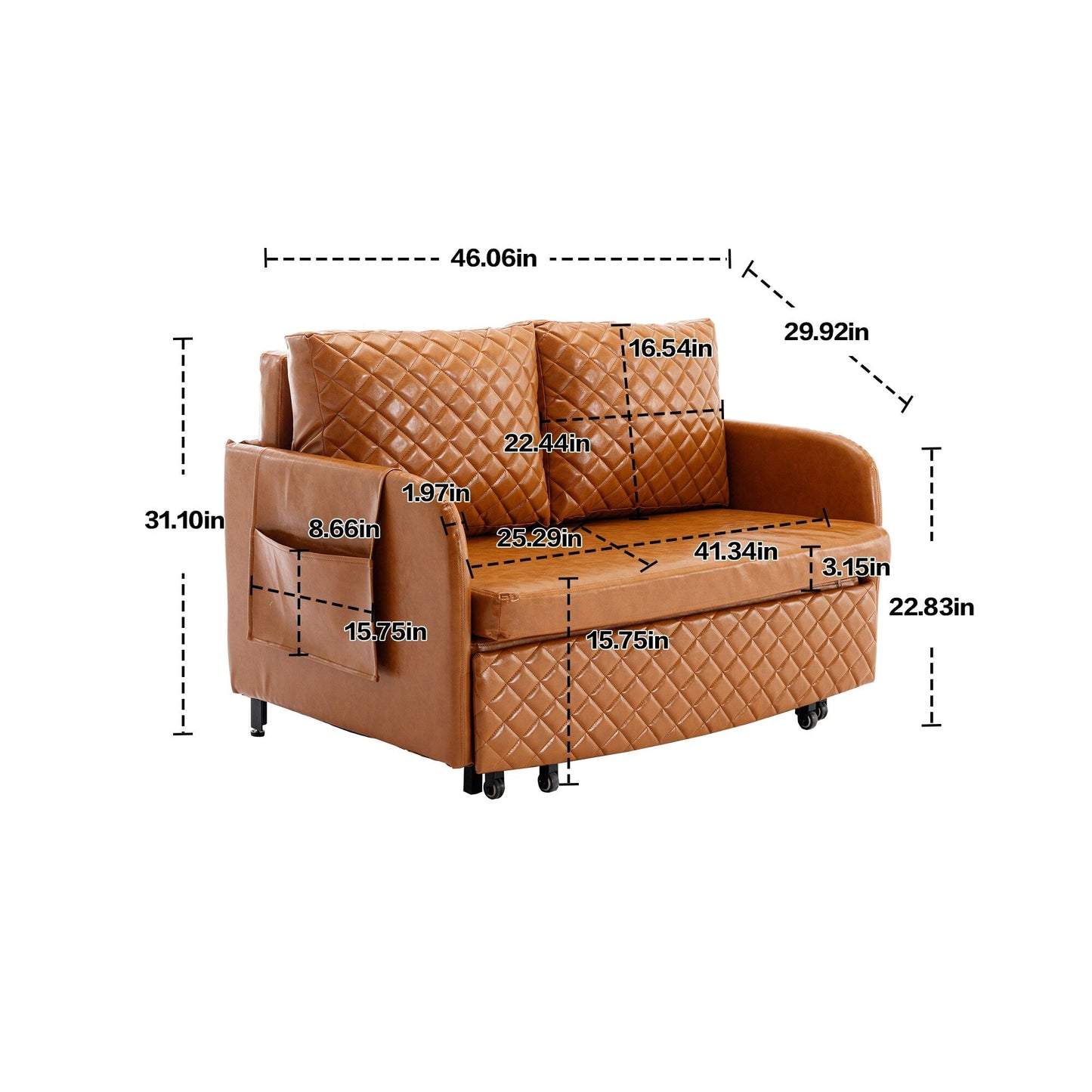 Divano letto trasformabile con contenitore HOMEFUN in lino/PU con testiera