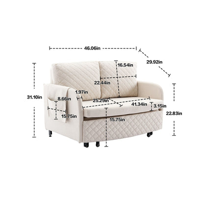 Divano letto trasformabile con contenitore HOMEFUN in lino/PU con testiera
