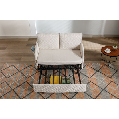 Divano letto trasformabile con contenitore HOMEFUN in lino/PU con testiera