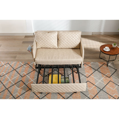 Divano letto trasformabile con contenitore HOMEFUN in lino/PU con testiera