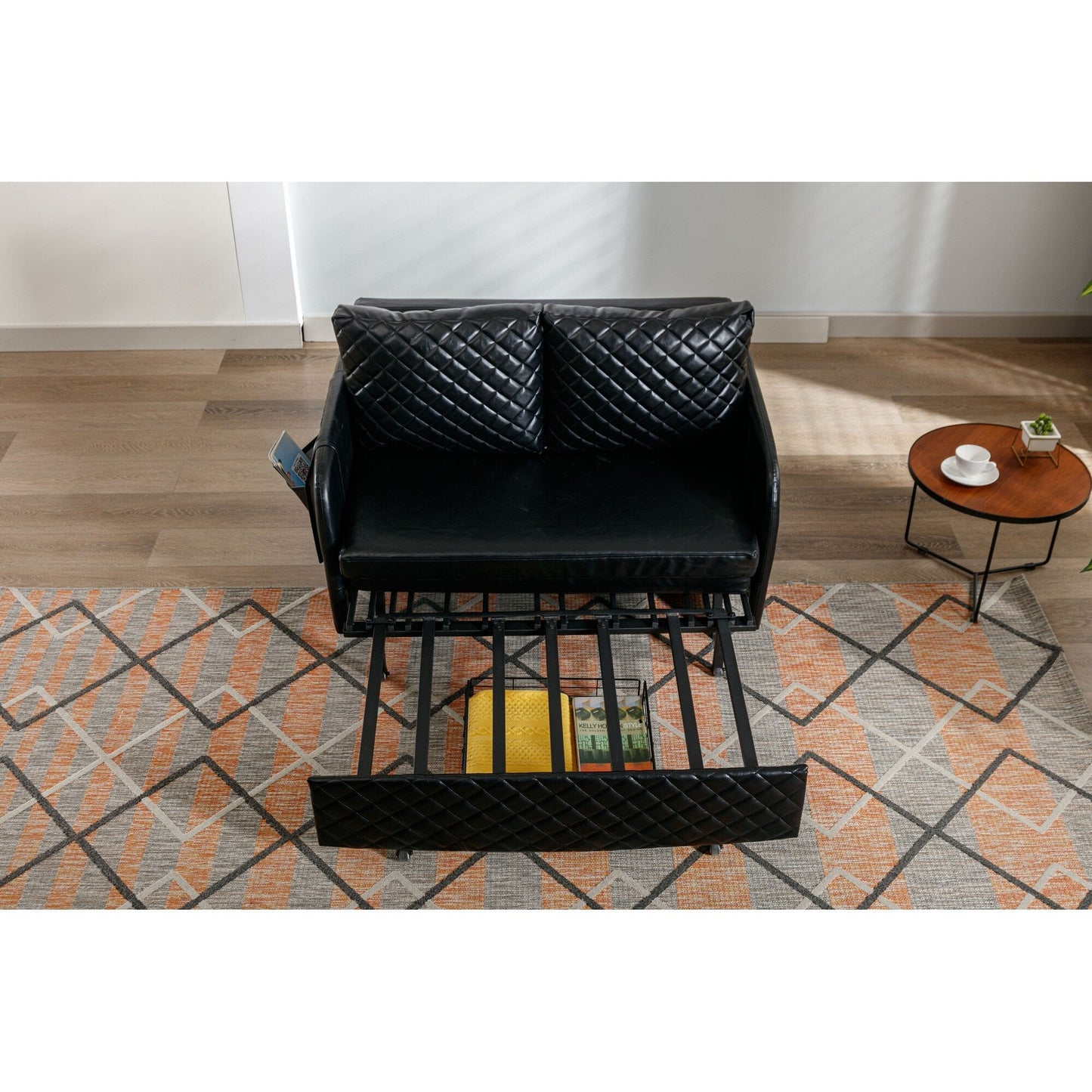 Divano letto trasformabile con contenitore HOMEFUN in lino/PU con testiera