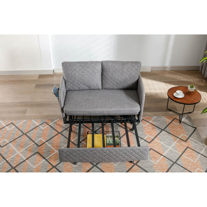 Divano letto trasformabile con contenitore HOMEFUN in lino/PU con testiera