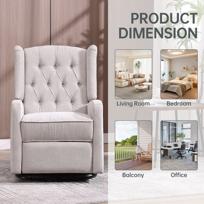 Poltrona reclinabile a dondolo girevole a 360 gradi imbottita HOMEFUN per camera da letto e soggiorno