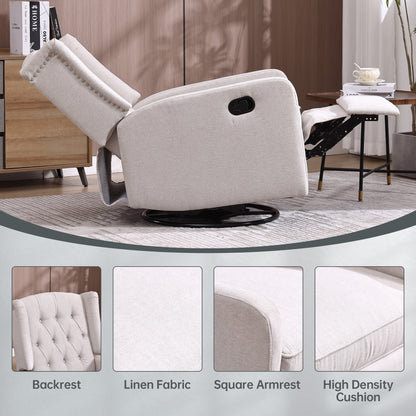 Poltrona reclinabile a dondolo girevole a 360 gradi imbottita HOMEFUN per camera da letto e soggiorno