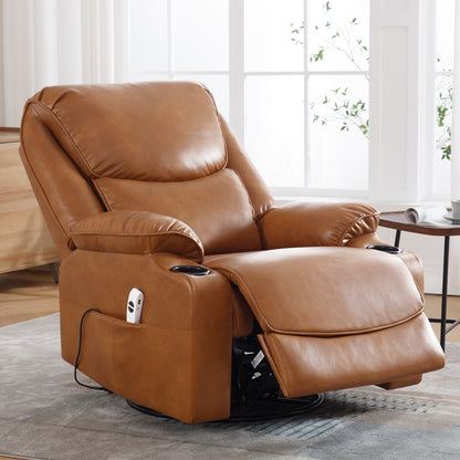 Poltrona reclinabile girevole a dondolo elettrica in similpelle HOMYKA da 34,2'' di larghezza con porta USB