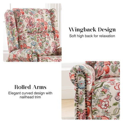 HOMYKA Poltrona a dondolo girevole reclinabile manuale floreale, set da 2