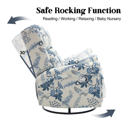 HOMYKA Poltrona a dondolo girevole reclinabile manuale floreale, set da 2